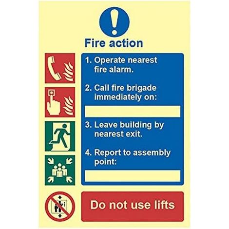 Scan Fire Action Procedure - Photoluminescent 200 x 300mm