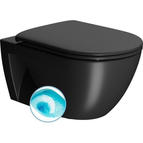 WC suspendu PURA ECO, Swirlflush, 36x55 cm, noir double mat (1/3)