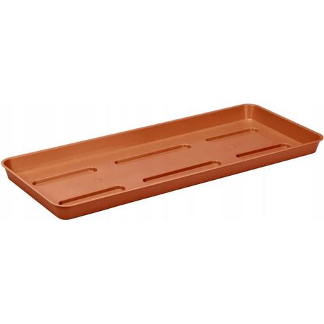 Soporte rectangular para macetas de balcón de 40 x 14,5 cm, color terracota.