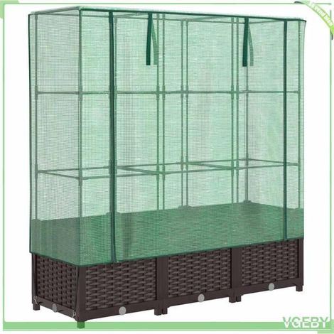 Jardinière surélevée avec housse - FAFEICY - 4015801 - Aspect rotin - 120x40x138 cm - Housse imperméable (1/5)