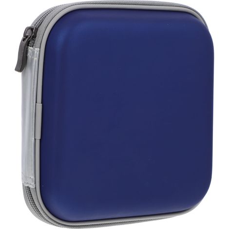 Boîte de Rangement CD DVD 24 Compartiments Bleue, Étui Organiseur pour Disques et Accessoires (1/5)