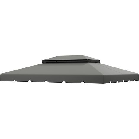 Toldo de recambio para cenador 4x3 m gris claro, doble orificios de drenaje