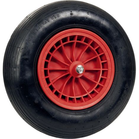 pro-bau-tec Ersatzrad für Schubkarre Kunststoff schwarz/rot Luftreifen