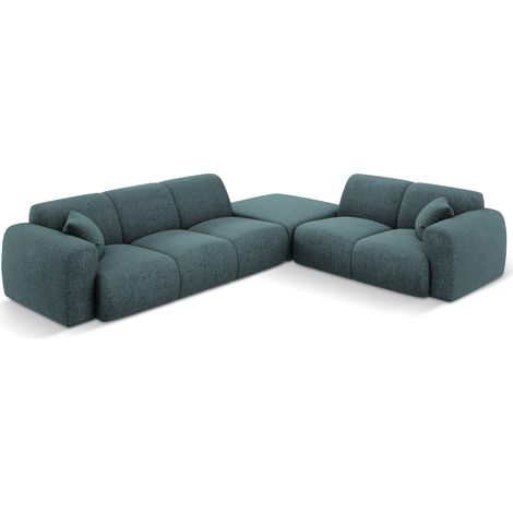 Canapé d'angle droit 4 places en chenille pétrole (1/5)