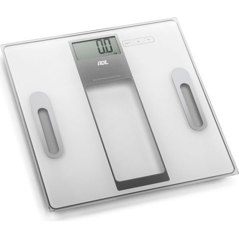 Pèse-personne ADE Tabea avec analyse corporelle, jusqu'à 180 kg, 30 x 30 cm, blanc