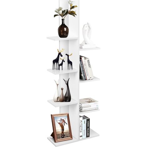 COSTWAY Scaffale in Legno per Libri, 6 Livelli, Libreria da Terra multiuso per Soggirno Ufficio Balcone, Ideale per per Soggirno Ufficio Balcone, 50 x 20 x 141 cm (Bianco) (1/5)