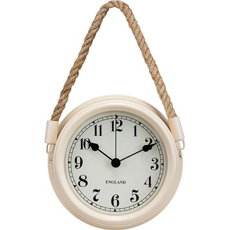 Lifestyle Morloge Murale(22cm), Horloge en Fer Blanc, Horloge Murale Décorative, Nostalgie, maritime, Avec Cordon, Gris