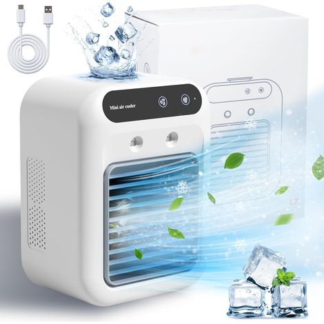 Air Conditioners, 25W Rechargeable Mini Portable AC Unit 2 Cool Air Spray, Personal Cooling Fan with 2 Speeds, Small Room Air Conditioners for Bedroom, Office, Outdoor (1/5)