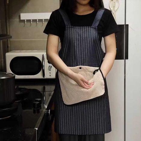 Damenschürze mit Taschen, gekreuztem Rückenteil, locker geschnitten, loses Küchen /Gartenhandtuch schwarz (1/4)