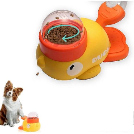 Jouet distributeur de nourriture en forme de canard pour chiens et chats, pour une alimentation lente et des moments d'interaction et de divertissement. (1/5)