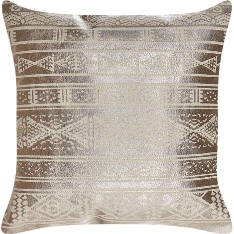 Coussin Or Rose en Coton 50 x 50 cm à Motif Géométrique Housse Amovible Déco Oujda (1/5)