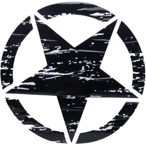 Autocollant de carrosserie, Autocollant de carrosserie, 19.7in Autocollant de Carrosserie PVC Star Décoration Auto-Adhésif Remplacement pour Rubicon JK CJ TJ YJ (Noir)