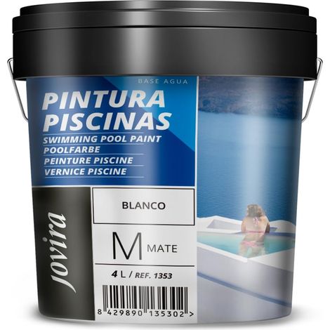 Peinture piscine à l'eau. Protection et décoration de piscines. 4 Litres, Blanc (1/4)