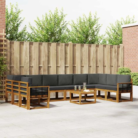vidaXL Outdoor-Sofagarnitur mit Kissen 11 pcs Natur und Anthrazit (1/5)