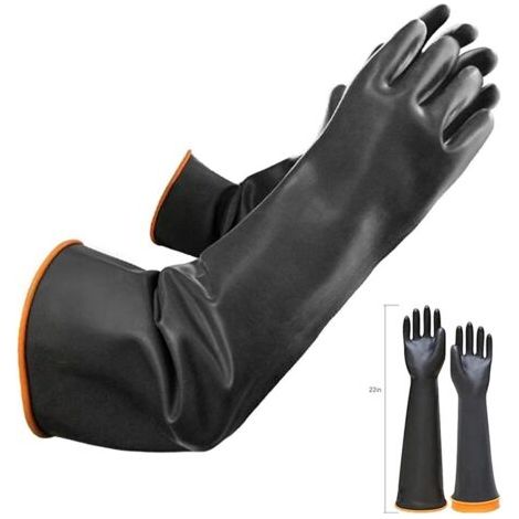 Paire de gants résistants aux produits chimiques - Longs en caoutchouc - Sécurité en latex imperméable - Résistants à l'acide fort, aux alcalins et à l'huile - Antidérapants (1/5)