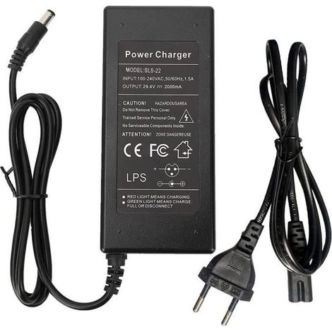 VINGVO chargeur de scooter 29.4V 2000mA fibre de carbone plastique 100-240V chargeur de prise de scooter électrique (prise UE) (1/4)