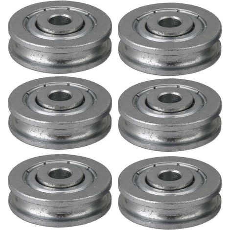 Six rouleaux de guidage de roulement, poulies, rails de guidage et galets tendeurs à gorge circulaire capacité de charge 167 kg. (1/3)