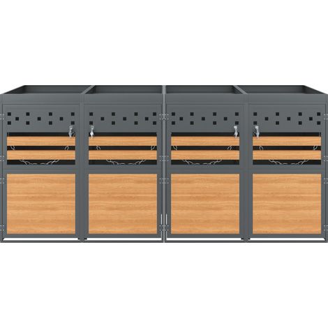 Box copri bidoni 4 posti con tetto fioriera, 120-240 L, antracite (1/5)