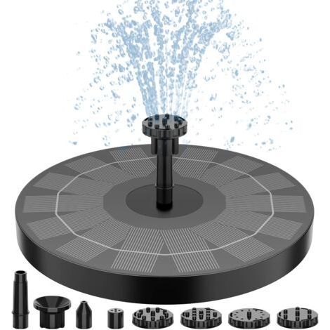 Fontaine Solaire 2,5W Fontaine Solaire Exterieure de Jardin avec 6 Buses pour Bassins D'agrément Bassin Exterieur Jardin Fontaine à Oiseaux (1/5)