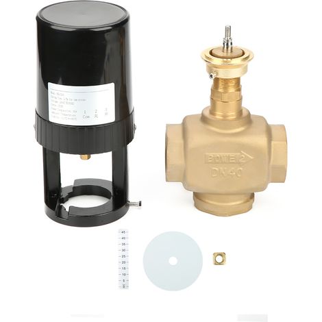 Vanne électrique de régulation 2 voies DN40, vanne proportionnelle intégrale pour climatisation centralisée, contrôleur de débit, actionneur motorisé, raccordement standard, usage CVC. (1/5)