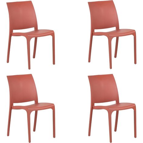 GLOUPIE Set 4 Sedie Volga In Polipropilene Rosso,54x46x81Cm,Peso 3,5Kg,Per Interno/Esterno,Made In Italy,Sedie Impilabili (1/5)