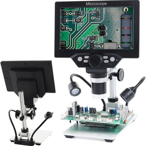 Microscopio digital con pantalla LCD HD de 1200 x 12 MP y resoluci贸n 1080p con doble iluminaci贸n. (1/5)