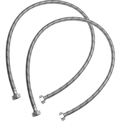 Lot de 2 , Tuyau de raccordement flexible ,1000mm , 1/2" Femelle/Femelle , robinet mitigeur sanitaire cuisine salle de bain plomberie (1/5)