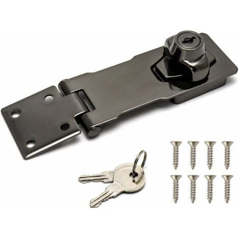 Sicherheitsriegel, 4/10cm, schwarz, Verriegelungsvorrichtung mit Schlüssel und Schrauben für Haustürschloss, Garagentor