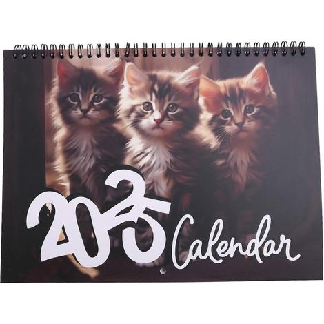 Calendrier mural mensuel 2025 avec des chats, agenda familial avec des images amusantes de chats dodus, pour les amoureux des chats (1/5)