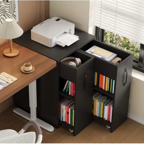 Mobile contenitore su ruote 52 x 50 x 75 cm nero OKMYHOME (1/5)