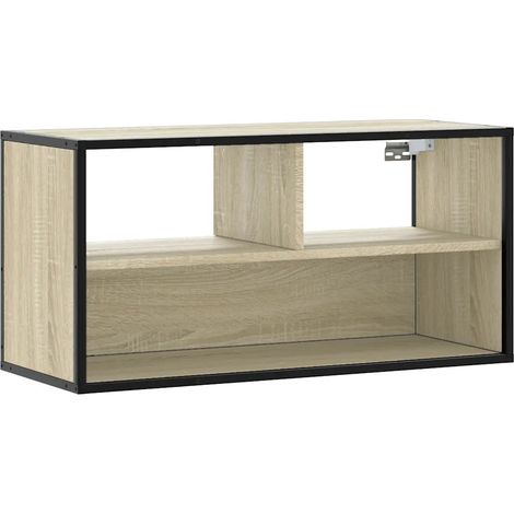 Meuble TV mural industriel design en bois d'ingénierie 80 x 31 x 39,5 cm en chêne sonoma (1/5)
