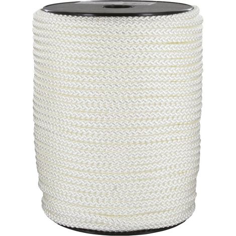 Corderies Tournonaises – Drisse polyamide tressé blanc – Longueur 100 m – Diamètre 6 mm – Résistant à l'humidité et aux U.V. – Pour applications extérieures