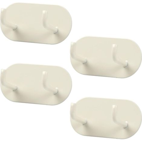4-teiliges Set selbstklebender Wandhaken, Handtuchhalter aus Metall, Handtuchhalter ohne Bohren für Badezimmer, Schlafzimmer, Küche (Creme) (1/5)