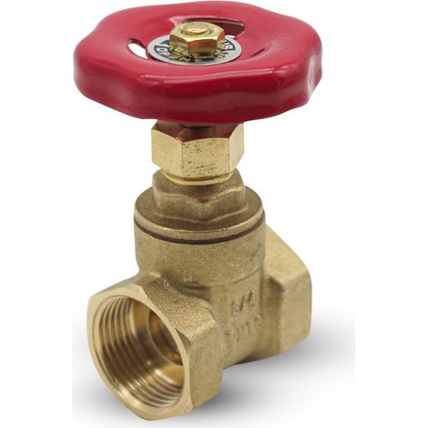 1 Vanne à Volant 3/4", Laiton, Poignée Rouge, Filetage Femelle, Pour Plomberie, Gaz, Camping-car (1/5)