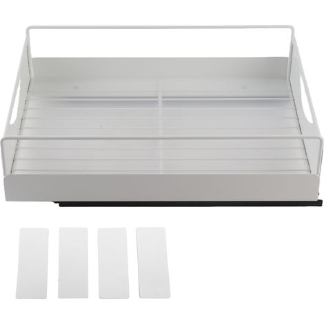Étagère coulissante de rangement en acier carbone, modèle L blanc 302x401x115mm, installation facile sans perçage, glissement silencieux (1/5)