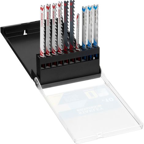 Stanley – Coffret de 10 lames de scie sauteuse – 7 lames bois HCS pour coupes nettes – 3 lames métal HSS – Attache en U pour scies sauteuses - STA29230-XJ (1/2)