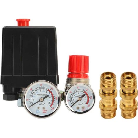 Régulateur de Pression Compresseur Air avec Jauge Vanne Filetée 1/4 Pouce (1/4)