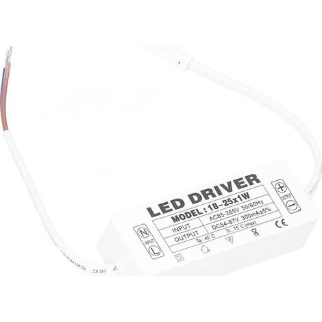 LED-Treiber, LED-Leistungstreiber 18-25 x 1 W Ausgang 54-87 V DC 300 mA Eingang AC 85-265 V, geräuscharm, für Wohnzimmer und Zuhause (1/5)