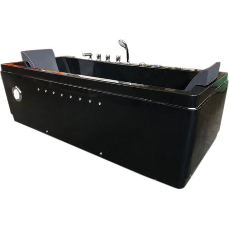 Baignoire Balnéo Noir 180 X 85 cm Double Pumpe Air et Eau 20 jets – Rose (1/5)