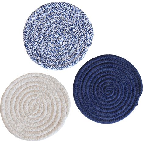 Sous-plat Isolant En Coton Tressé - Résistant À La Chaleur - Pour Bols Plats Casseroles - 3 Pièces (1/5)