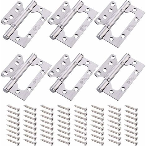 Cerniere per porte a 6 pezzi, cerniere in acciaio inossidabile 304, cerniere per porte pieghevoli da 4 pollici, cerniere con cuscinetti a sfera con 16 viti, cerniere per mobili per la casa (1/4)