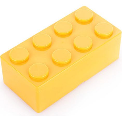 Boîte de rangement empilable Bricks pour blocs de construction - jaune - rectangulaire