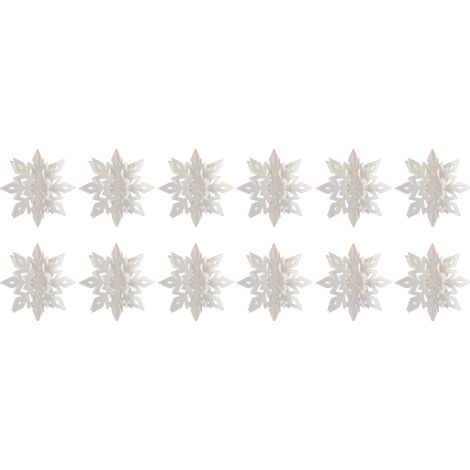 Guirlande De Flocons De Neige - Décor Plastique Brillant Pour Arbre De Noël Intérieur Extérieur - Lot De 12 (1/5)