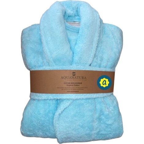 Peignoir en coton Bio, coloris lagon, Taille M (1/2)