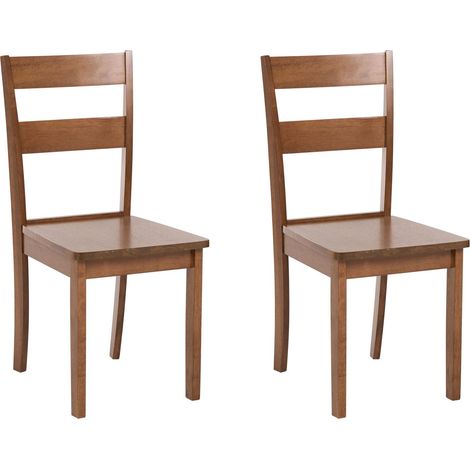 Lot de 2 Chaises de Salle à Manger Style Rustique Traditionnel en Bois d'Hévéa Marron Georgia (1/5)