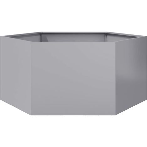 Vaso per fioriera aiuola rialzata piante fiori terrazza giardino esagono 104 x 90 x 45 cm acciaio zincato Argento 020038634
