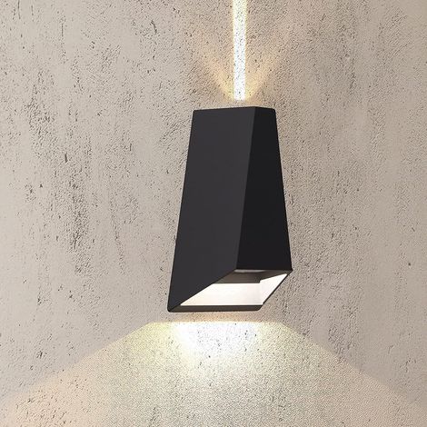 Applique Murale Extérieure, Lampe Extérieure LED Up Down Alimentée par Secteur, Lampe Extérieure de Jardin en Aluminium pour Porte d'entrée, Patio, Porche, IP54 Étanche, 600LM, Noir, Blanc Chaud (1/5)