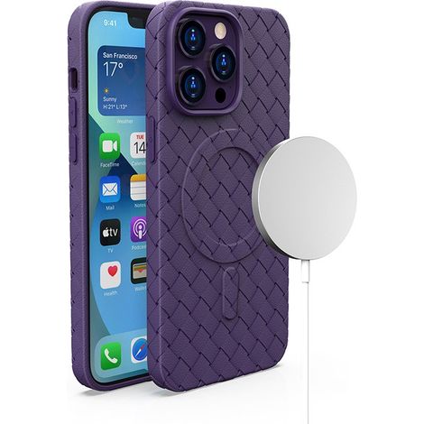Custodia intrecciata per iPhone 13 Pro con custodia in tessuto MagSafe, viola (1/5)
