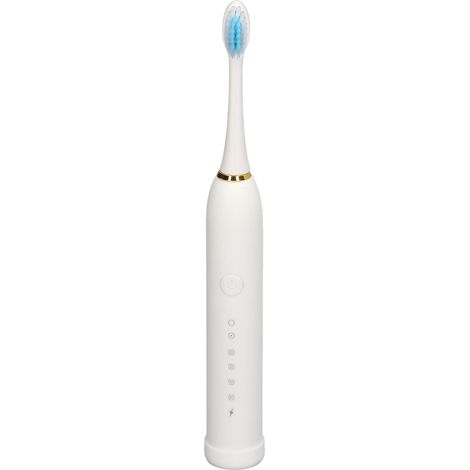 Brosse à dents électrique étanche IPX7, 6 modes, rechargeable, automatique, avec 4 têtes blanches (1/5)