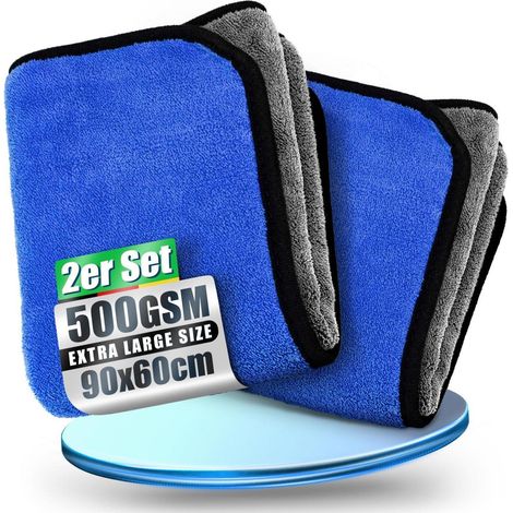 Mikrofasertücher XXL 2er-Set 90x60cm 500GSM, Saugstark & Lackschonend (1/5)